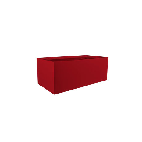 Torino wide rectangular fiberglass planter in Gloss Red