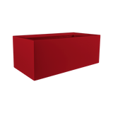 Torino wide rectangular fiberglass planter in Gloss Red, studio render