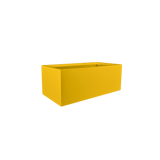 Torino wide rectangular fiberglass planter in Gloss Saffron