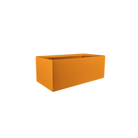 Torino wide rectangular fiberglass planter in Gloss Tangerine