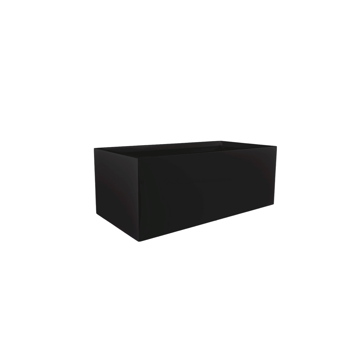 Torino wide rectangular fiberglass planter in Matte Black