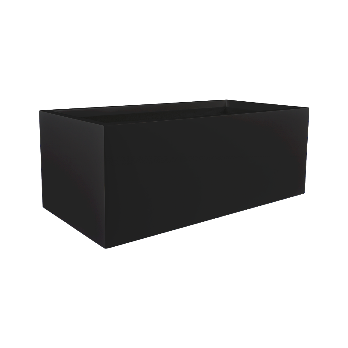 Torino wide rectangular fiberglass planter in Matte Black, studio render