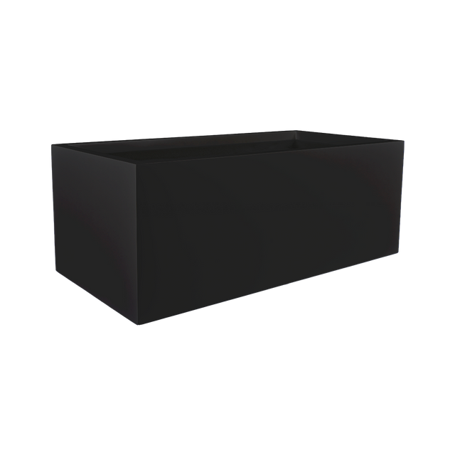 Torino wide rectangular fiberglass planter in Matte Black, studio render