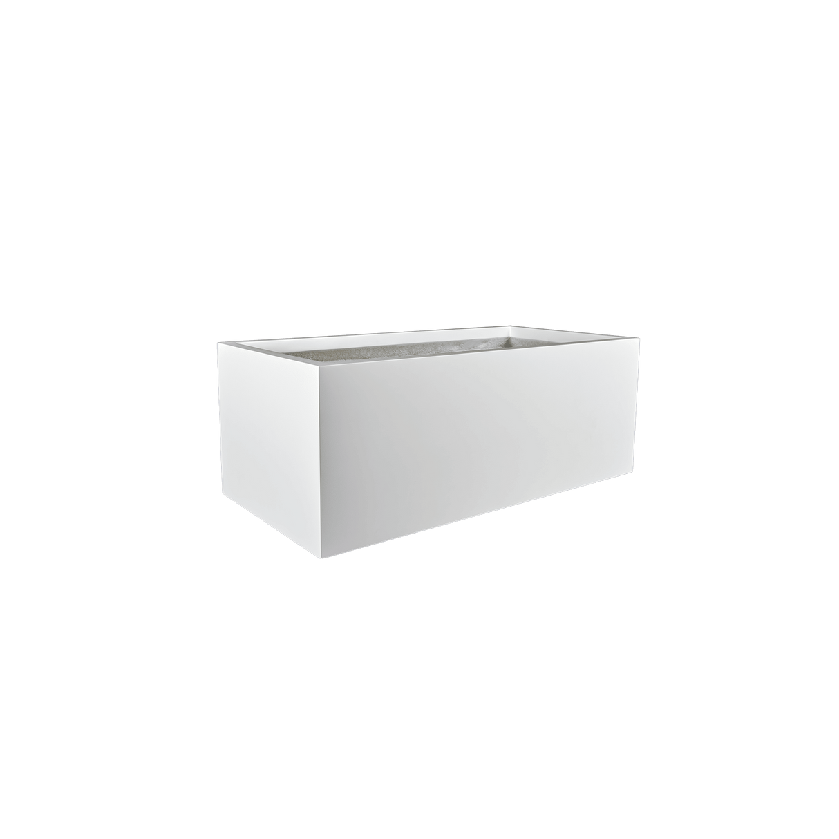 Torino wide rectangular fiberglass planter in Matte Bright White