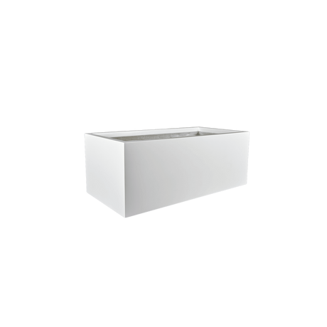 Torino wide rectangular fiberglass planter in Matte Bright White