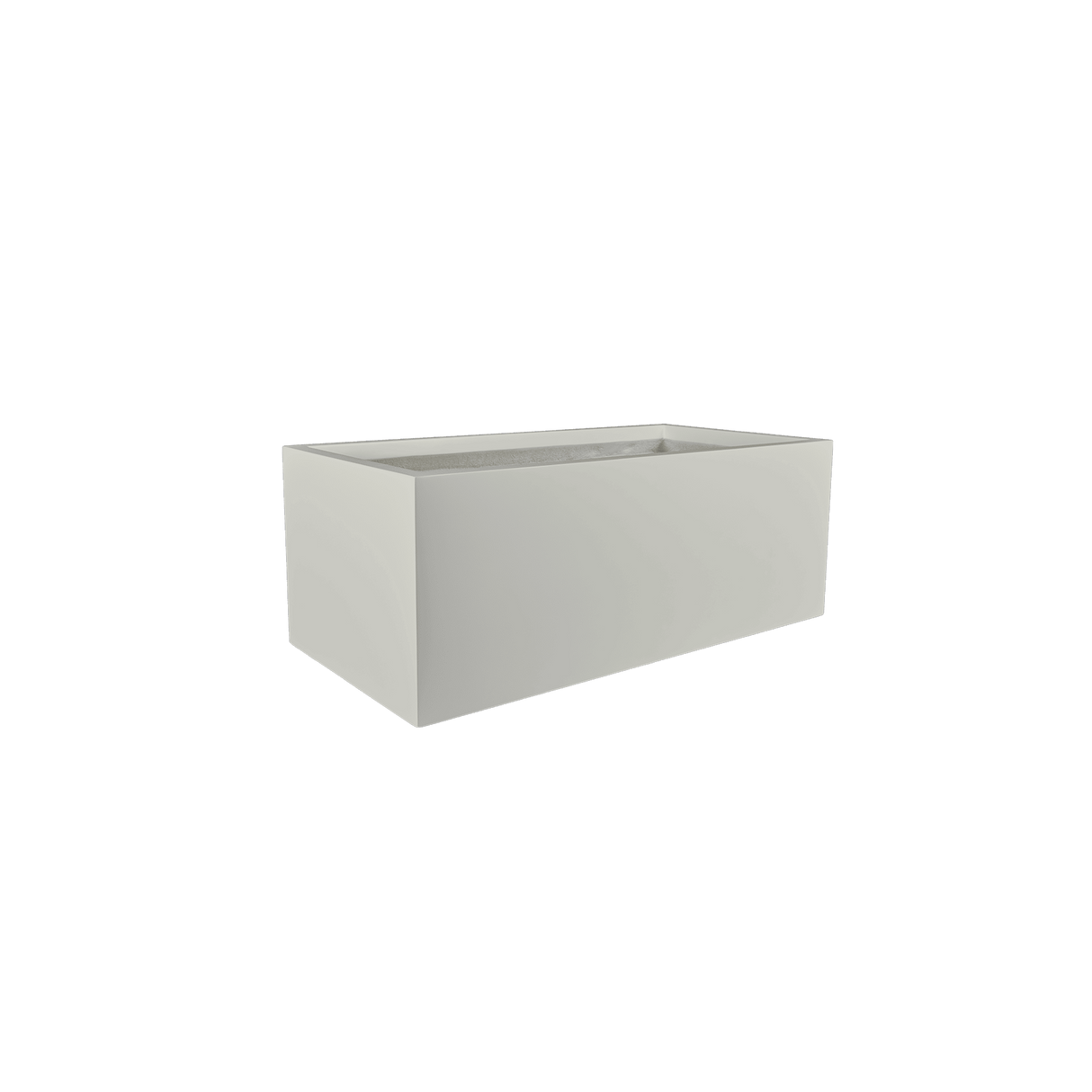 Torino wide rectangular fiberglass planter in Matte Cement Grey
