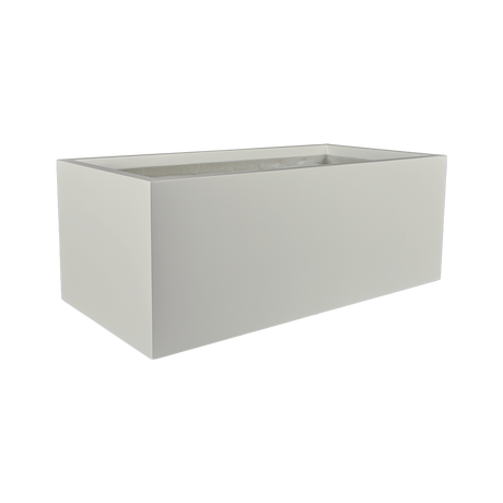 Torino wide rectangular fiberglass planter in Matte Cement Grey, studio render
