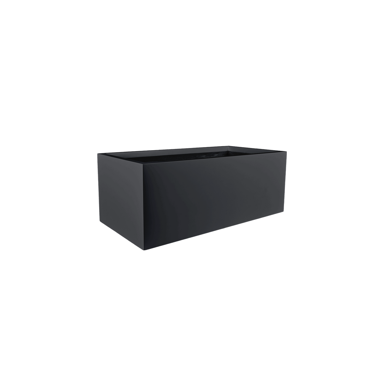 Torino wide rectangular fiberglass planter in Matte Charcoal