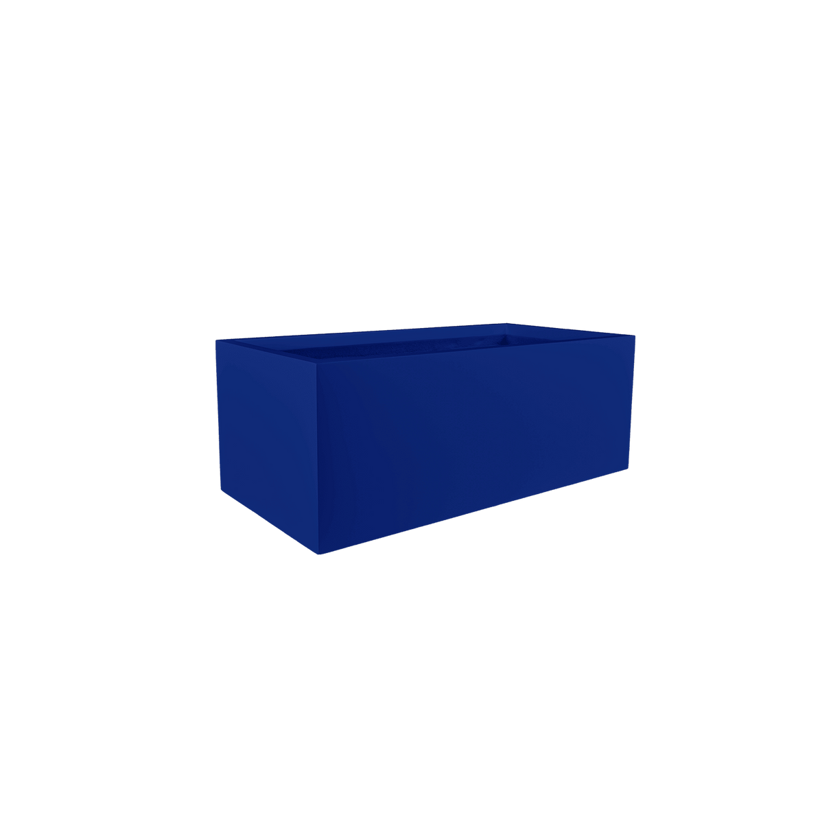 Torino wide rectangular fiberglass planter in Matte Cobalt Blue