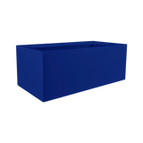 Torino wide rectangular fiberglass planter in Matte Cobalt Blue, studio render