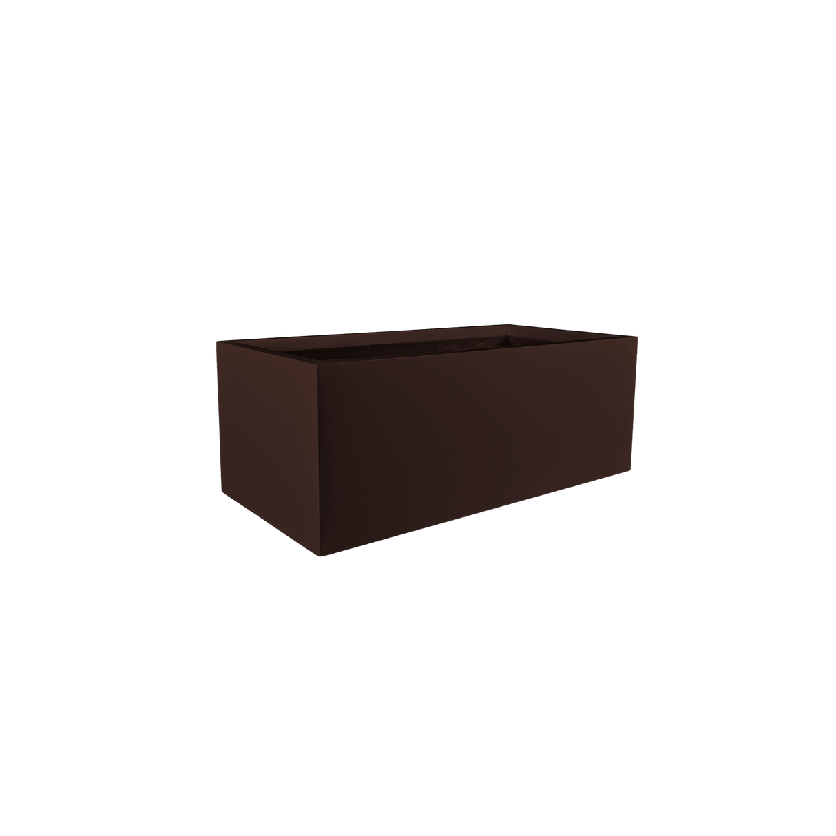 Torino wide rectangular fiberglass planter in Matte Dark Brown