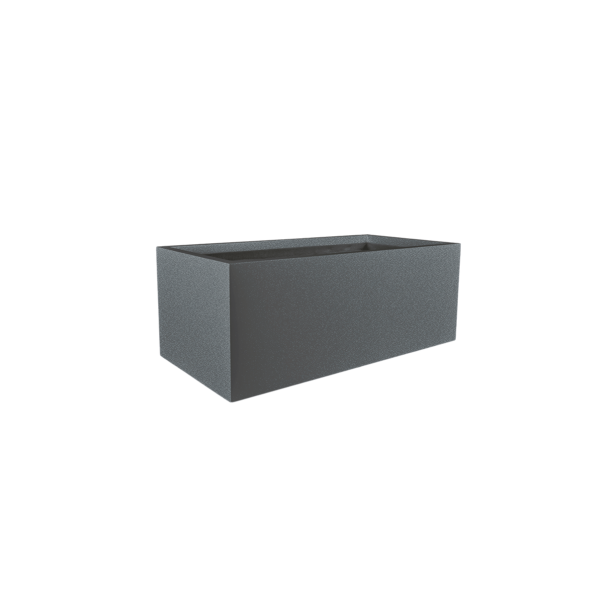 Torino wide rectangular fiberglass planter in Matte Gunmetal
