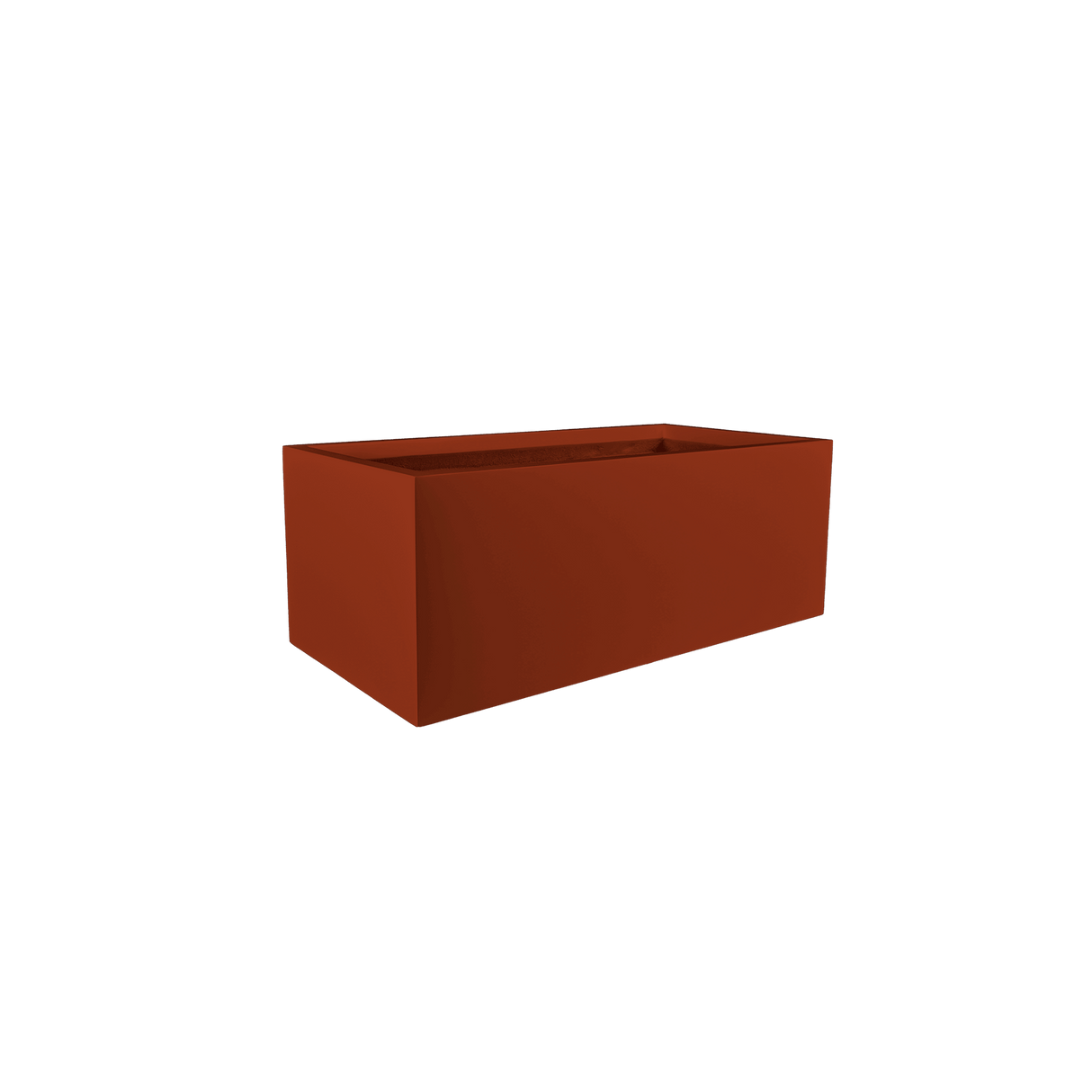 Torino wide rectangular fiberglass planter in Matte Terra Cotta