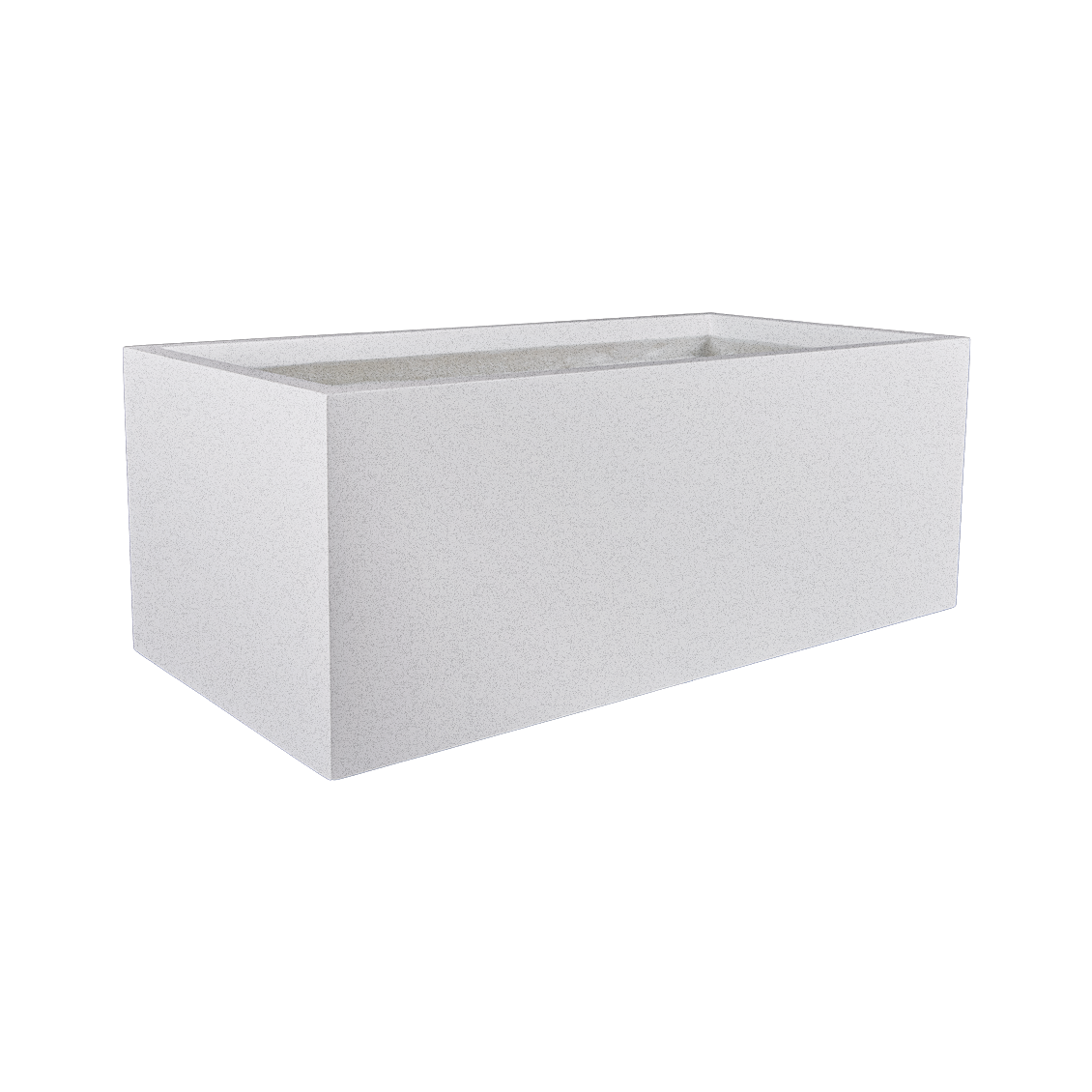 Torino wide rectangular fiberglass planter in Metallic Silver, studio render