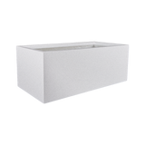 Torino wide rectangular fiberglass planter in Metallic Silver, studio render