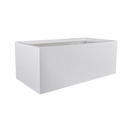 Torino wide rectangular fiberglass planter in Metallic Silver, studio render
