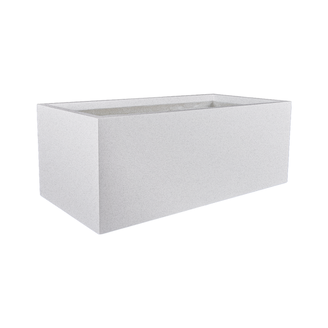 Torino wide rectangular fiberglass planter in Metallic Silver, studio render