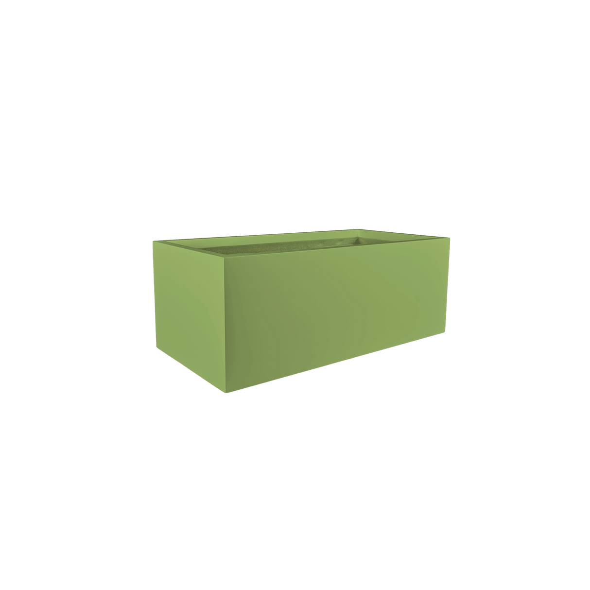 Torino wide rectangular fiberglass planter in Satin Green