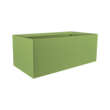 Torino wide rectangular fiberglass planter in Satin Green, studio render
