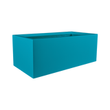 Torino wide rectangular fiberglass planter in Satin Seafoam Green, studio render