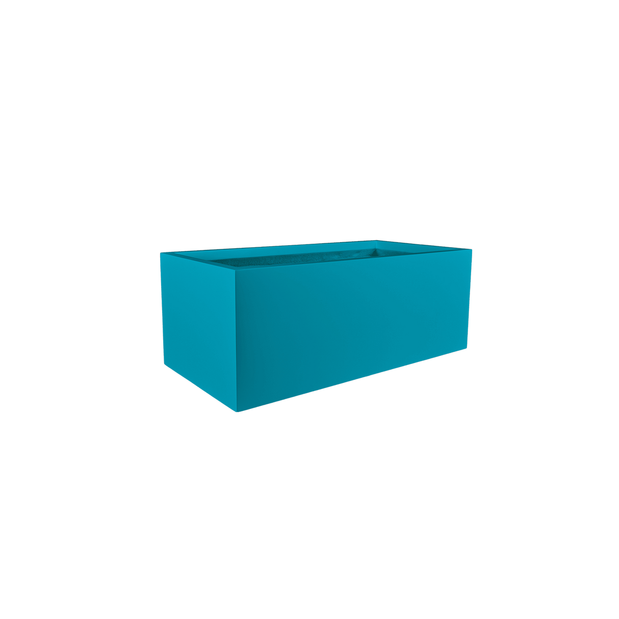 Torino wide rectangular fiberglass planter in Satin Seafoam Green