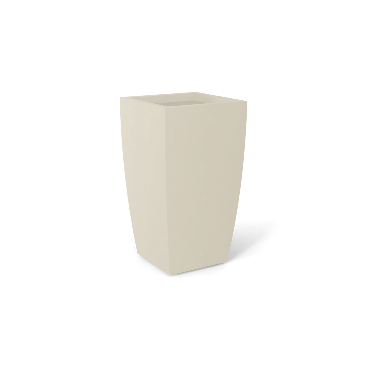 Toulan tall tapered square fiberglass planter in satin beige