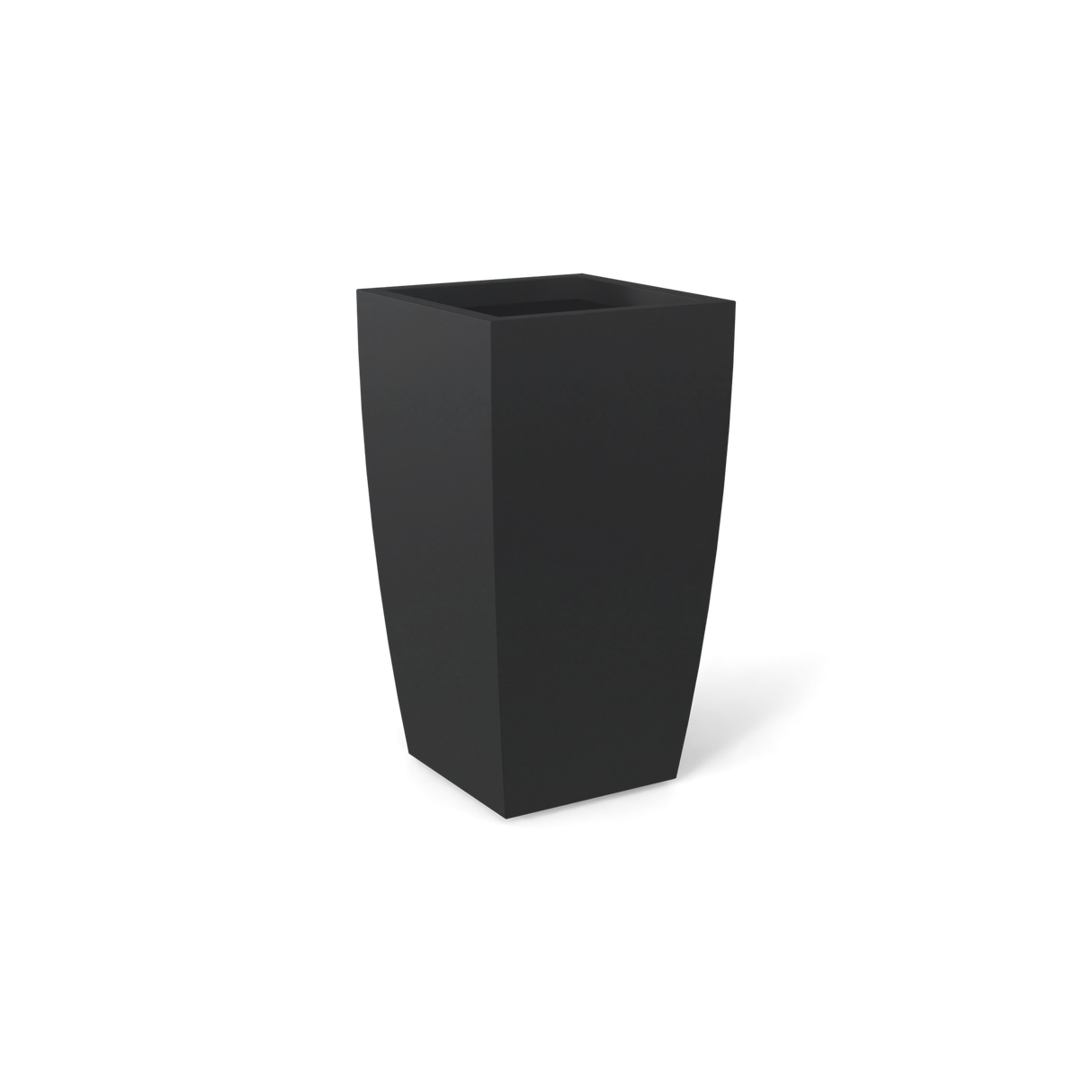 Toulan tall tapered square fiberglass planter in matte charcoal