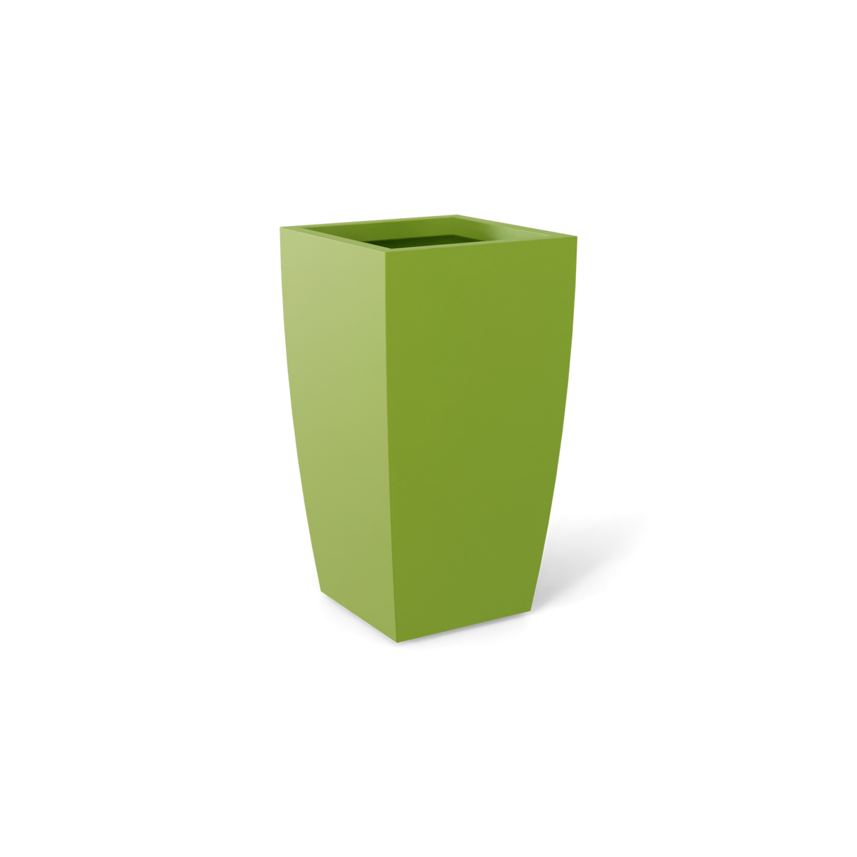 Toulan tall tapered square fiberglass planter in satin green