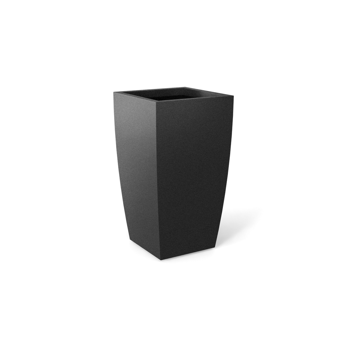 Toulan tall tapered square fiberglass planter in gun metal