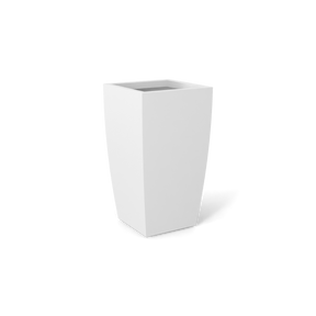 Toulan tall tapered square fiberglass planter in matte white