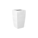 Toulan tall tapered square fiberglass planter in Gloss Bright White
