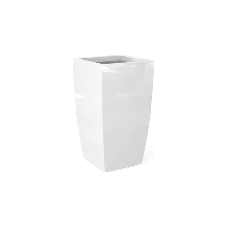 Toulan tall tapered square fiberglass planter in Gloss Bright White