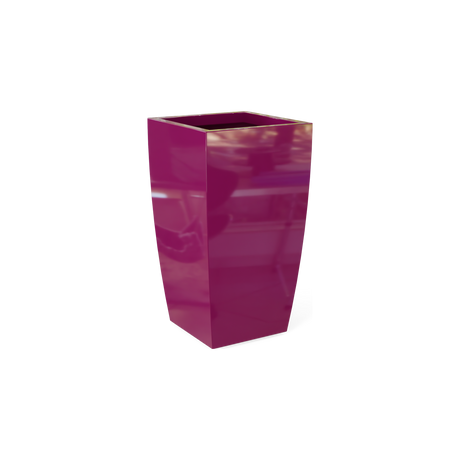 Toulan tall tapered square fiberglass planter in Gloss Eggplant