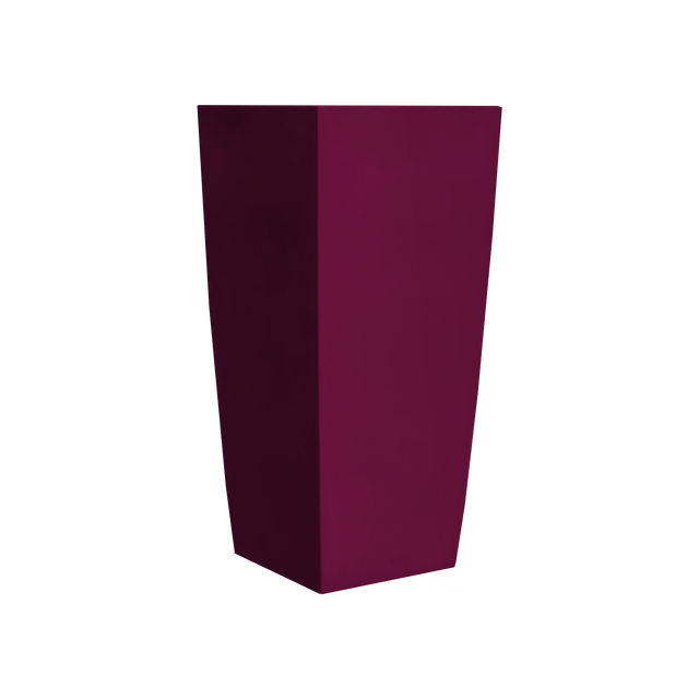 Toulan tapered square fiberglass planter in Gloss Eggplant, studio render