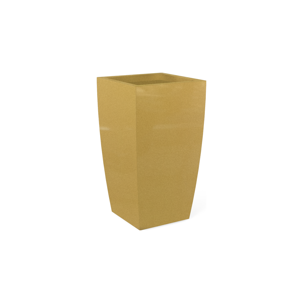 Toulan tall tapered square fiberglass planter in Gloss Metallic Gold