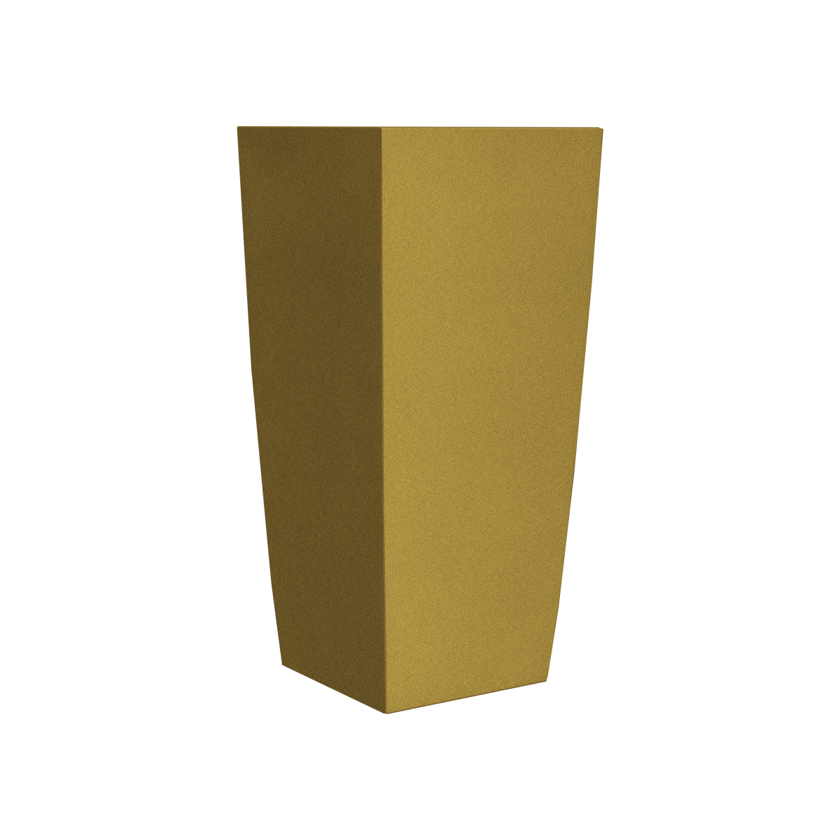 Toulan tapered square fiberglass planter in Gloss Metallic Gold, studio render