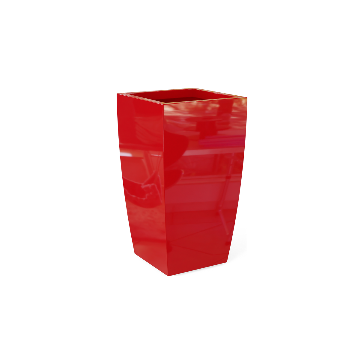 Toulan tall tapered square fiberglass planter in Gloss Red