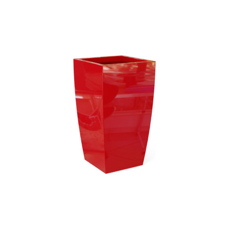 Toulan tall tapered square fiberglass planter in Gloss Red