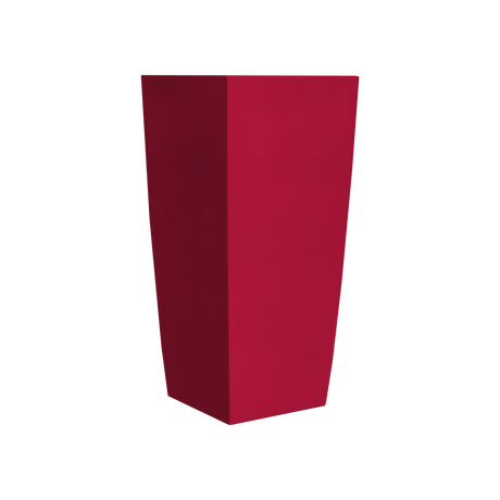 Toulan tapered square fiberglass planter in Gloss Red, studio render