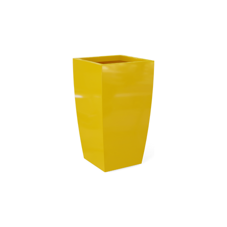 Toulan tall tapered square fiberglass planter in Gloss Saffron