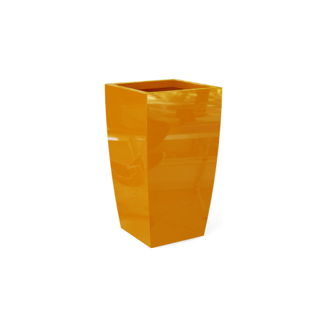 Toulan tall tapered square fiberglass planter in Gloss Tangerine