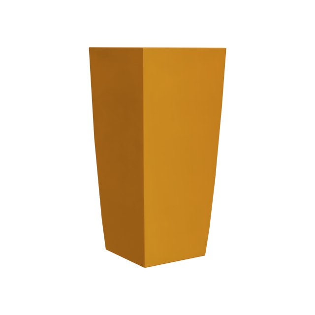 Toulan tapered square fiberglass planter in Gloss Tangerine, studio render