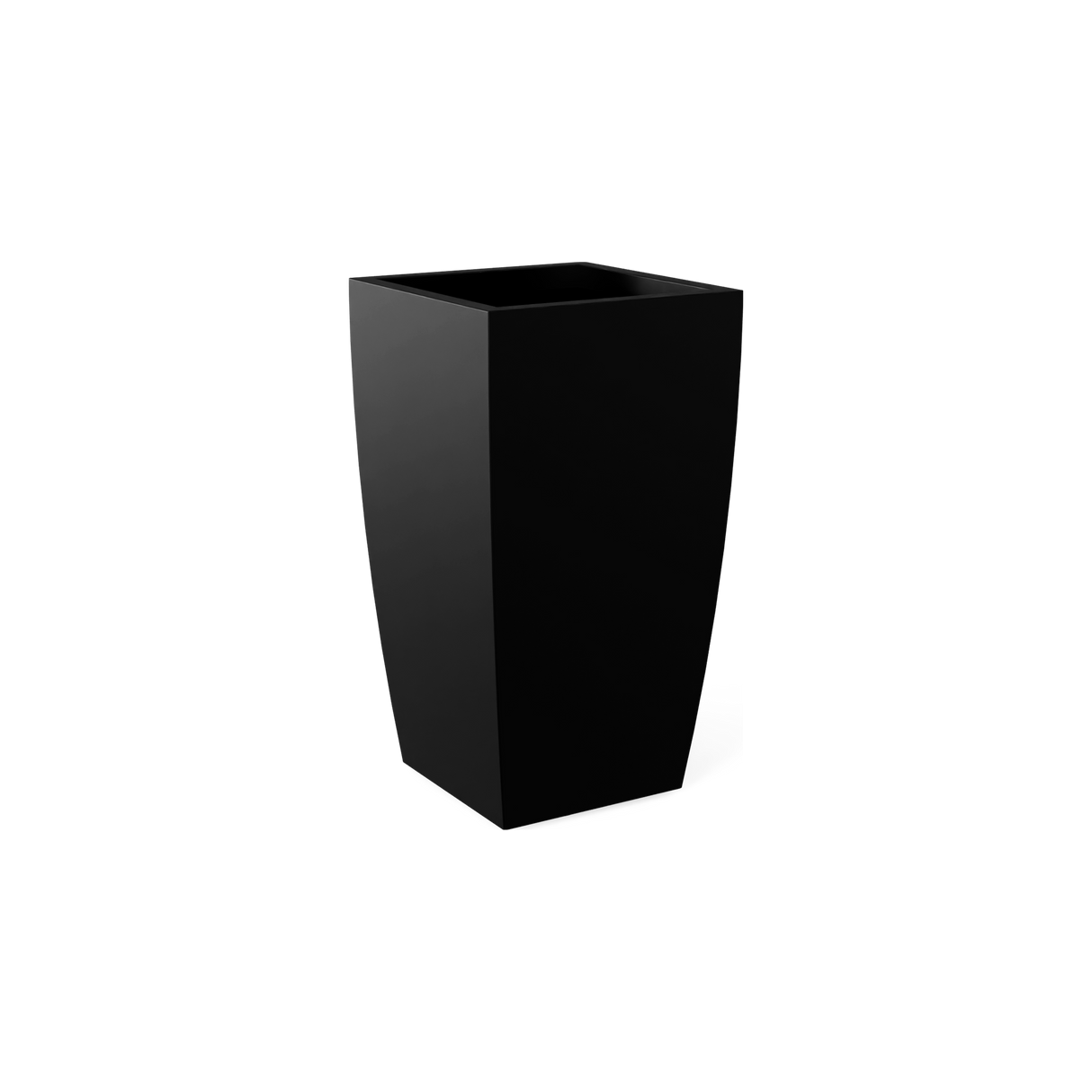 Toulan tall tapered square fiberglass planter in Matte Black