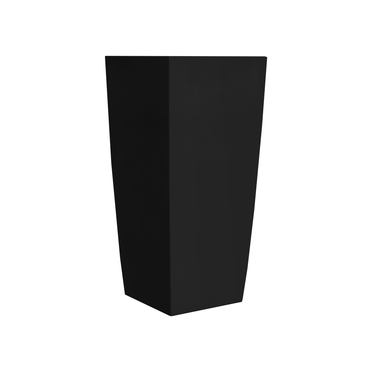 Toulan tapered square fiberglass planter in Matte Black, studio render