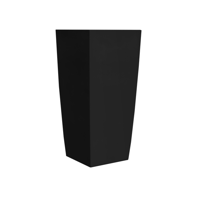 Toulan tapered square fiberglass planter in Matte Black, studio render