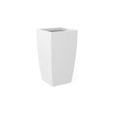 Toulan tall tapered square fiberglass planter in Matte Bright White
