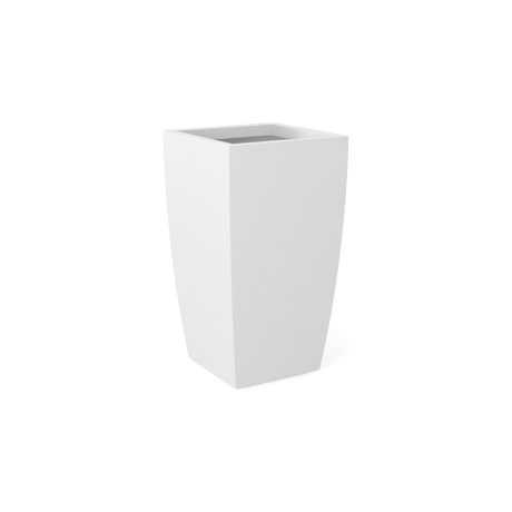 Toulan tall tapered square fiberglass planter in Matte Bright White
