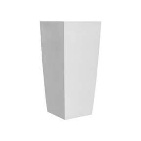 Toulan tapered square fiberglass planter in Matte Bright White, studio render