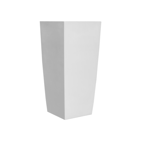 Toulan tapered square fiberglass planter in Matte Bright White, studio render