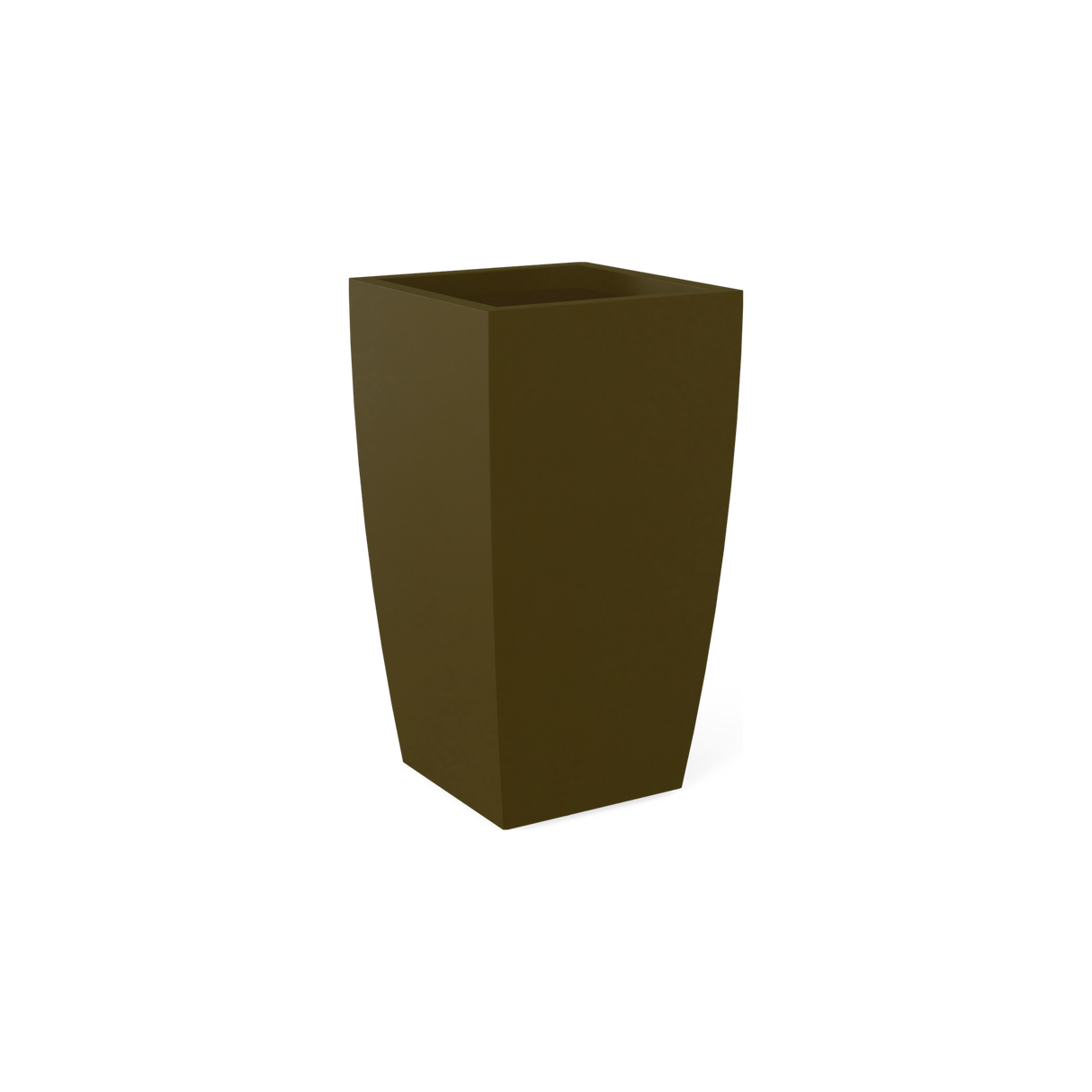 Toulan tall tapered square fiberglass planter in Matte Bronze